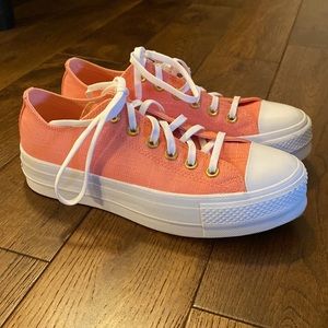 Pink Linen Platform Converse Sneakers